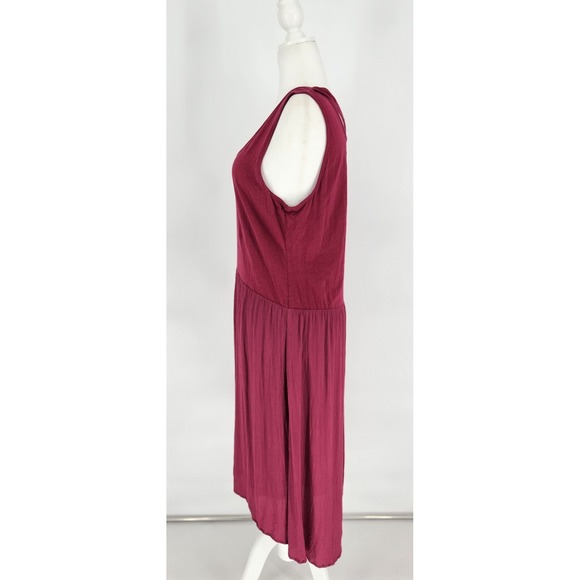 Soft Surroundings Berry Wine Crisscross Back Midi Dress Large 28867 Cotton Rayon - Picture 4 of 9